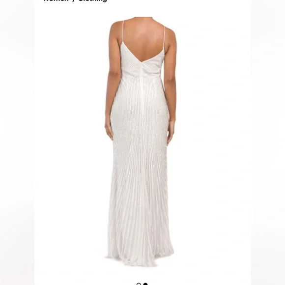 MAC DUGGAL Sequin Stripe Trumpet Gown in Pearl Size 6 New, never worn extra bead - Picture 2 of 9